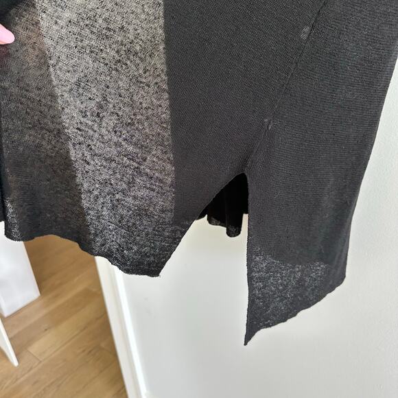 Eileen Fisher Hemp Blend Open Front Knit Semi-Sheer Short Sleeve Cardigan - Picture 6 of 7